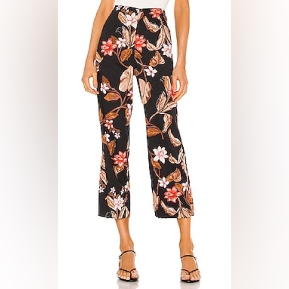 Amuse Society Coco Woven Black Oversized Tropical Floral Wide Leg Pants Size S